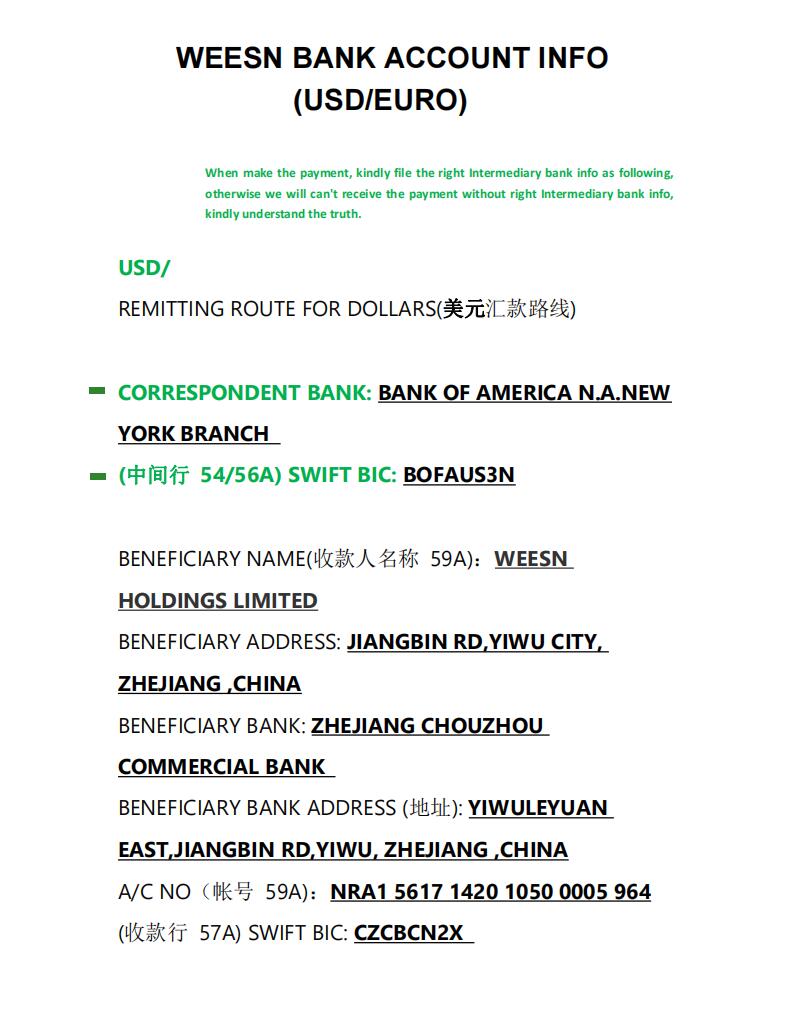 FANSUNG BANK ONE - USD CURRENCY