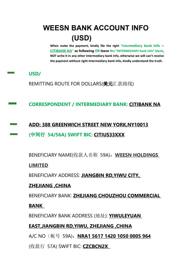 FANSUNG BANK ONE - USD CURRENCY